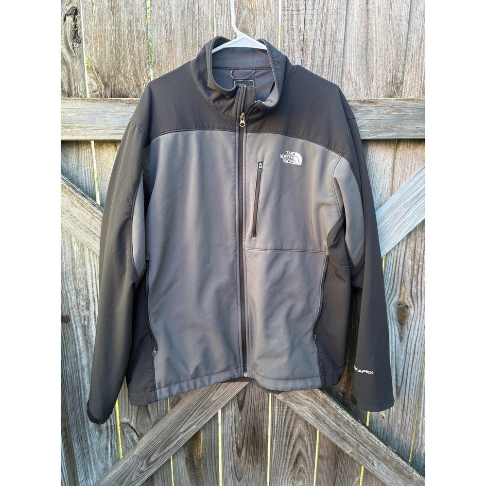 The North Face Apex Softshell Jacket Mens XL Grey Black Full Zip AMVY F10